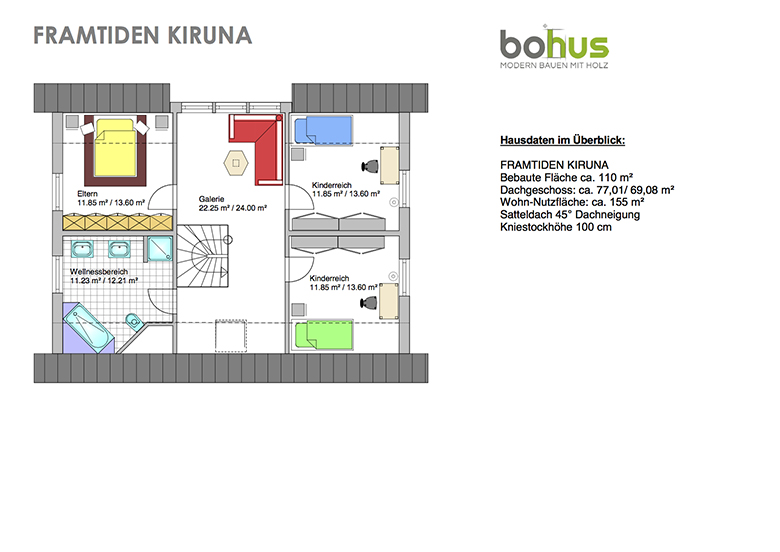 Grundriss Dachgeschoss Schwedenhaus Villa Framtiden Kiruna 