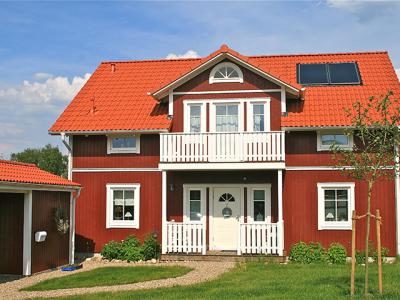 Schwedenhaus Uppsala mit rot-weißer Holzfassade